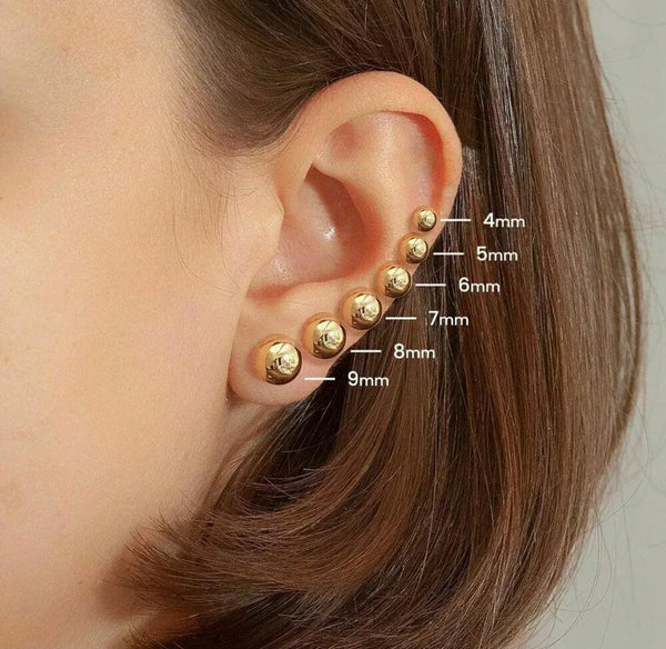 Solid Sterling Silver Ball Studs Earrings 3MM -12MM - Gifts for You 'n Me