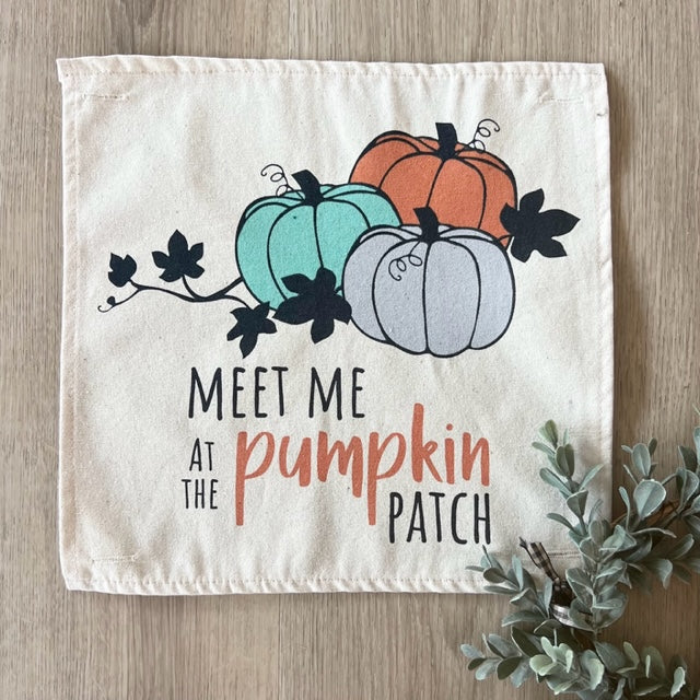 PANEL ONLY: SQUARE Fall, Autumn Thanksgiving Gingham for throw pillow MEET ME AT THE PUMPKIN PATCH