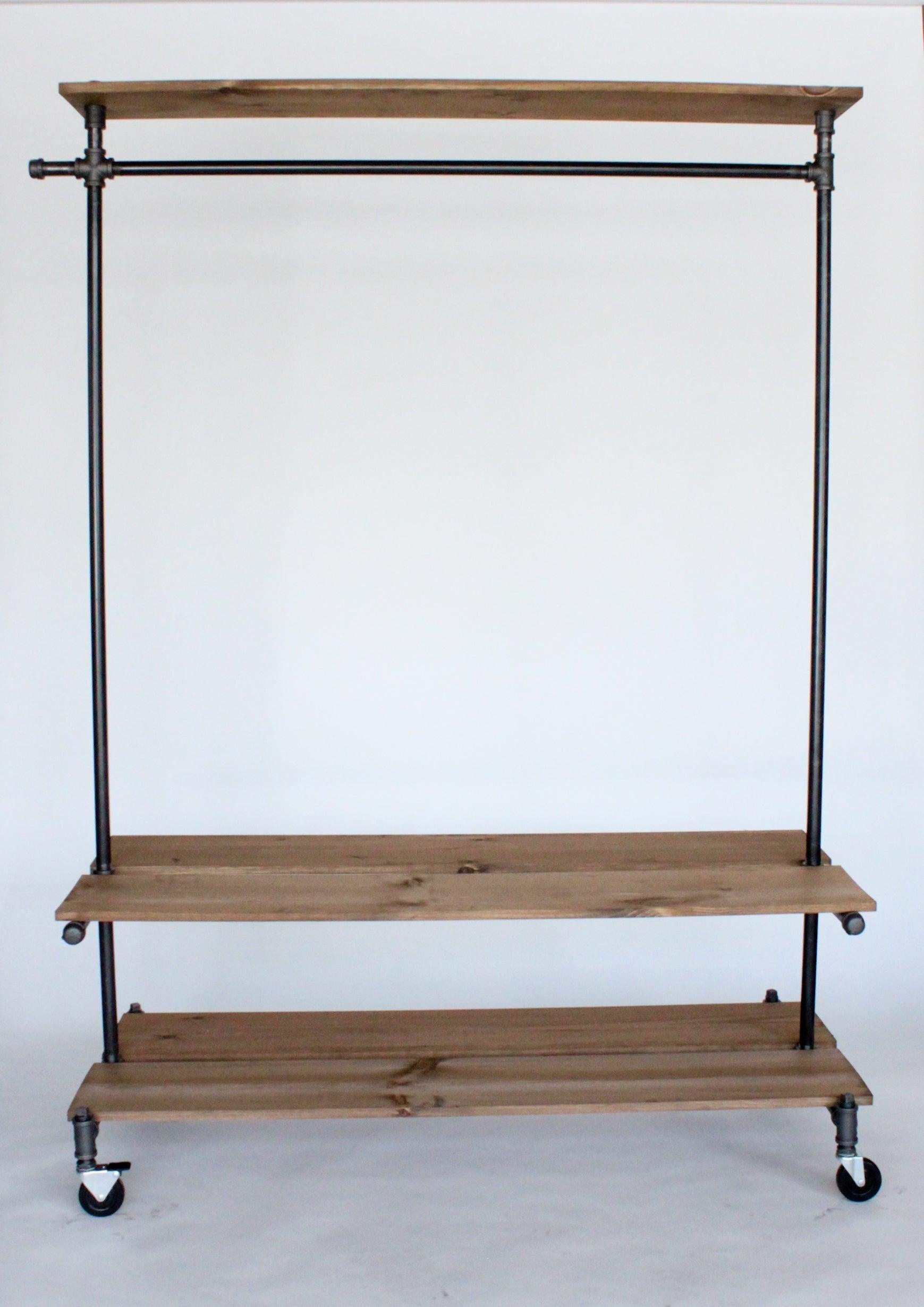 Double shelf clothing rack with top shelf - Gifts for You 'n Me