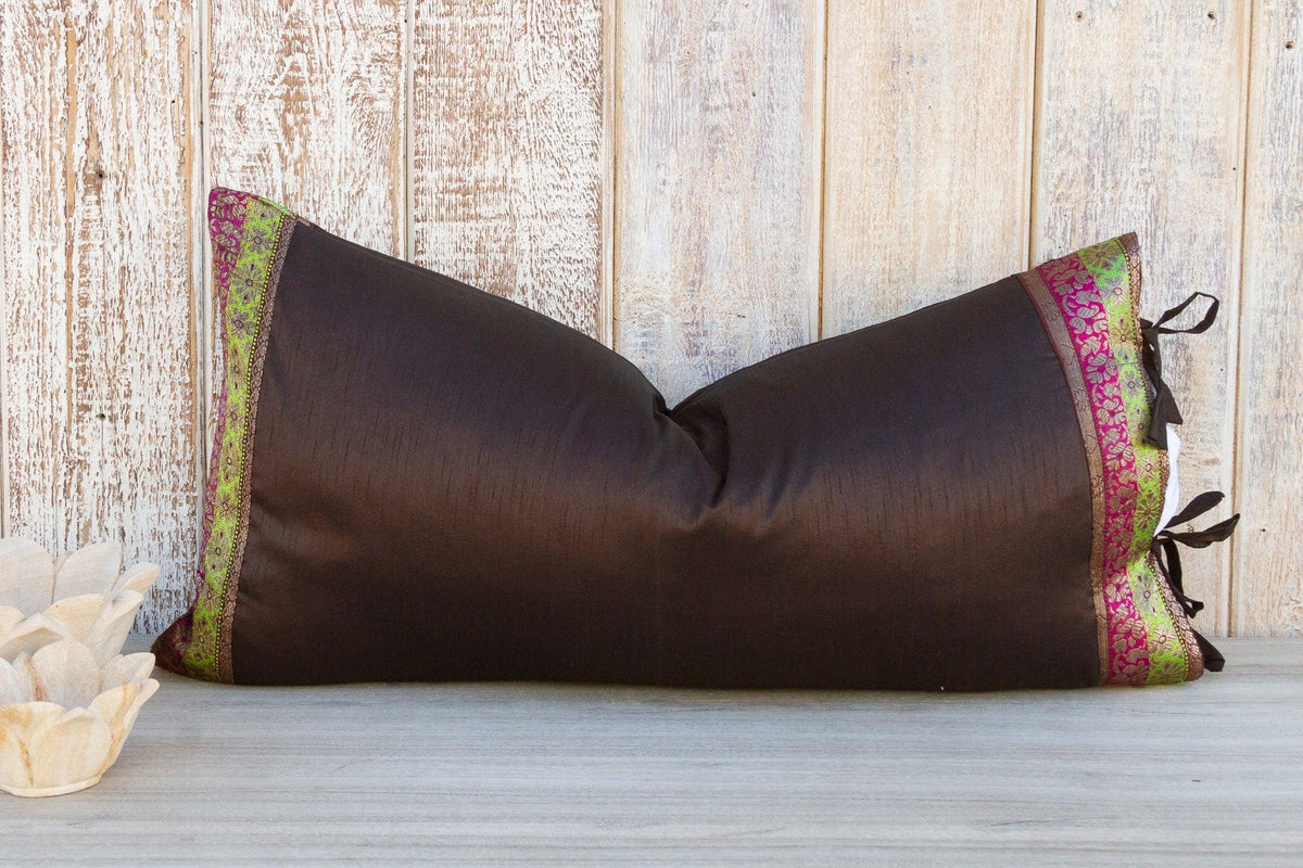 Tamali Large Festive Indian Silk Queen Lumbar Pillow Cover