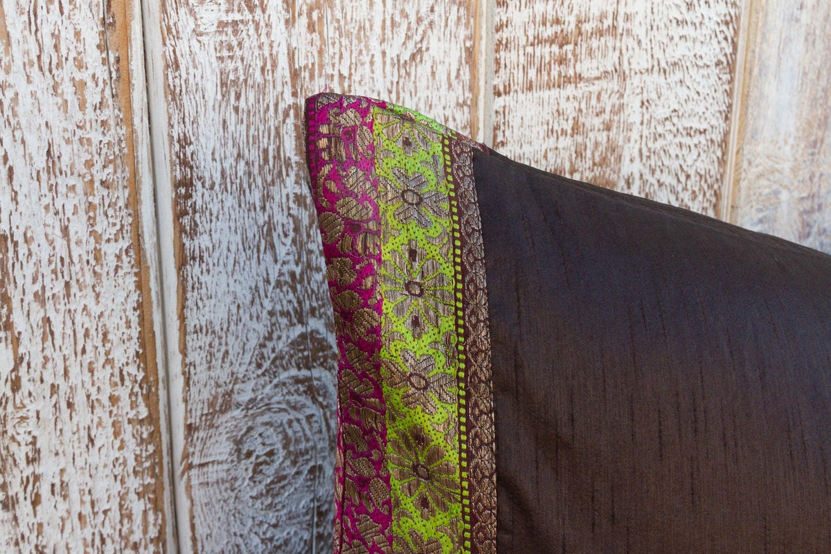 Tamali Large Festive Indian Silk Queen Lumbar Pillow Cover