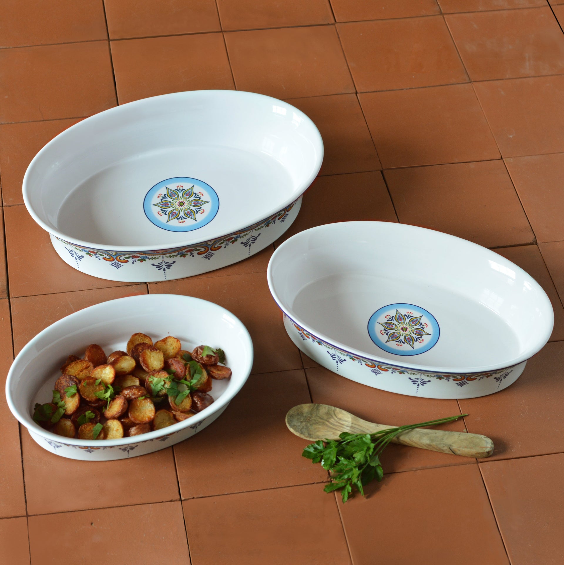 Zanzibar Oven to Table  Stoneware Oval Dishes , Set of 3