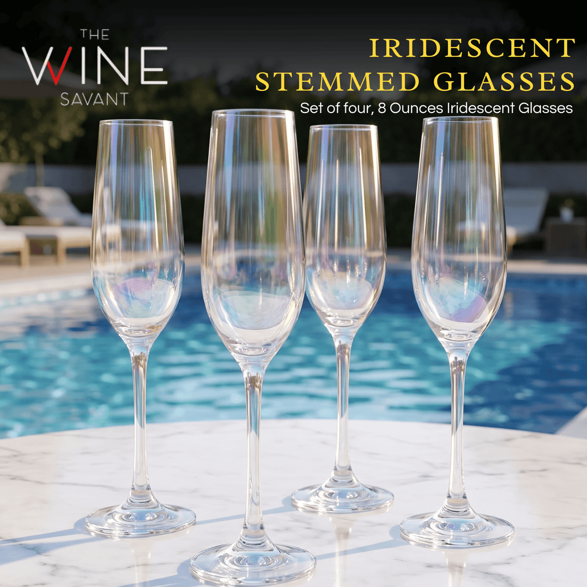 Iridescent Champagne Glasses Premium Barware Gift Elegant Drinkware Collection