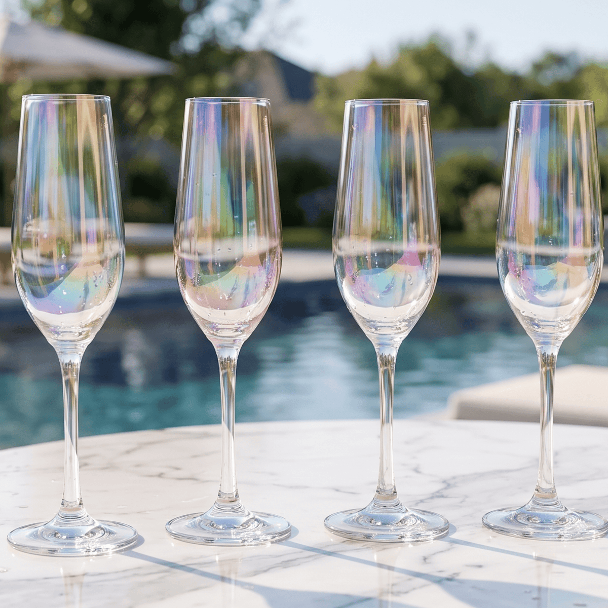 Iridescent Champagne Glasses Premium Barware Gift Elegant Drinkware Collection