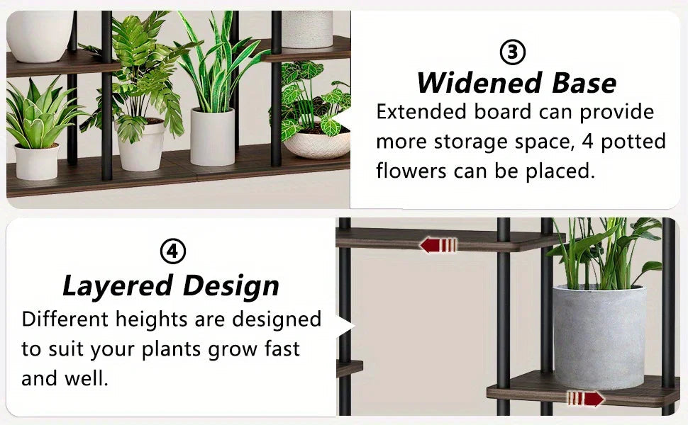 INGIORDAR 4-Tier Metal Plant Stand Indoor 10 Pot Tiered Flower Holder