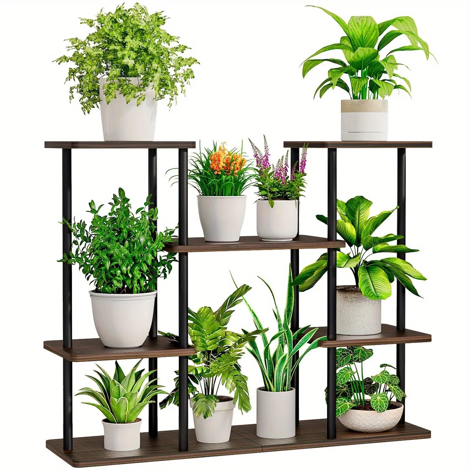 INGIORDAR 4-Tier Metal Plant Stand Indoor 10 Pot Tiered Flower Holder
