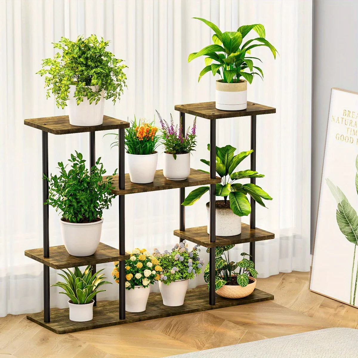 INGIORDAR 4-Tier Metal Plant Stand Indoor 10 Pot Tiered Flower Holder