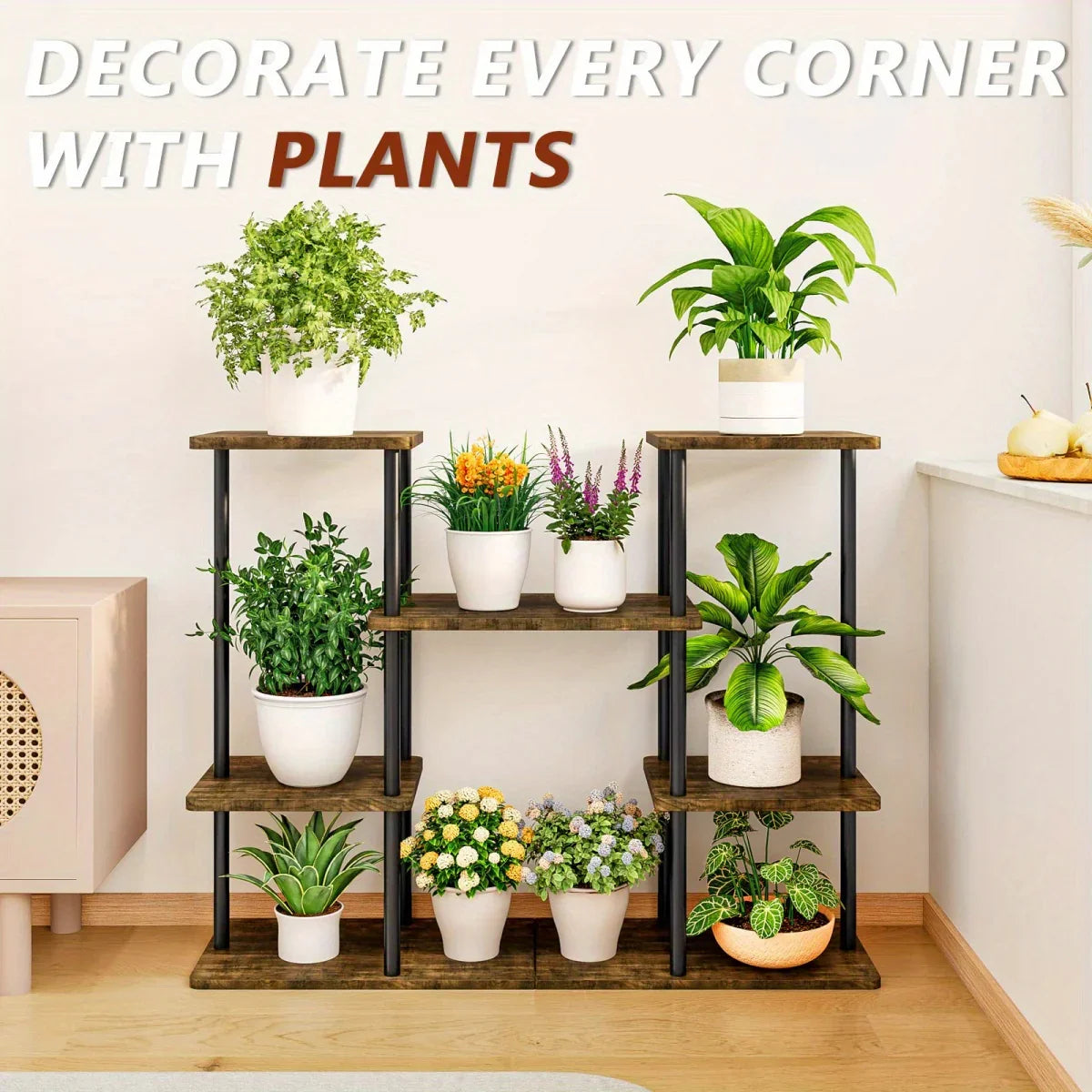 INGIORDAR 4-Tier Metal Plant Stand Indoor 10 Pot Tiered Flower Holder