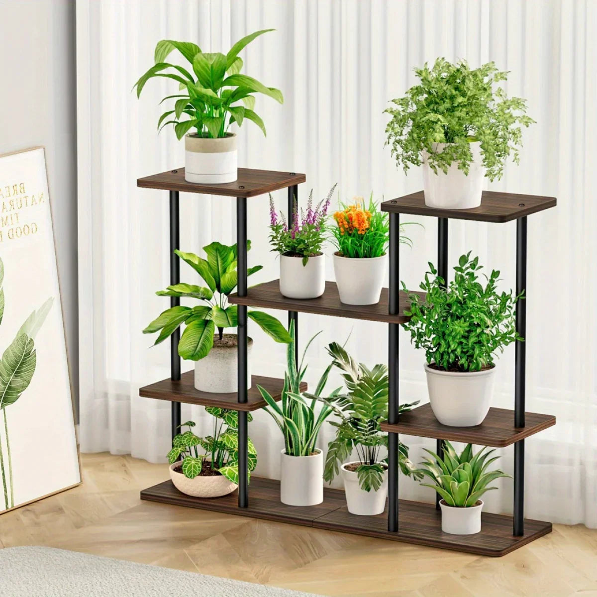 INGIORDAR 4-Tier Metal Plant Stand Indoor 10 Pot Tiered Flower Holder