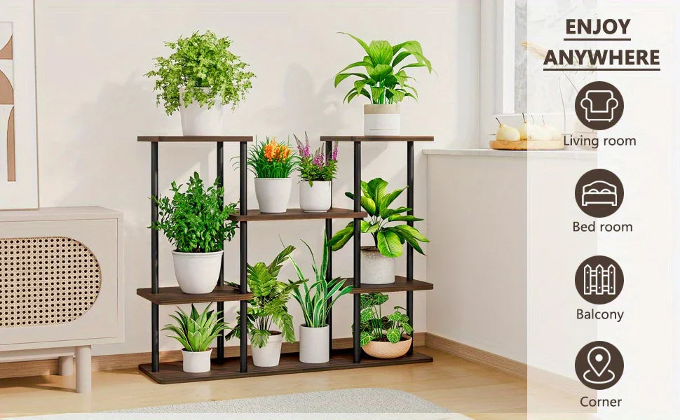 INGIORDAR 4-Tier Metal Plant Stand Indoor 10 Pot Tiered Flower Holder