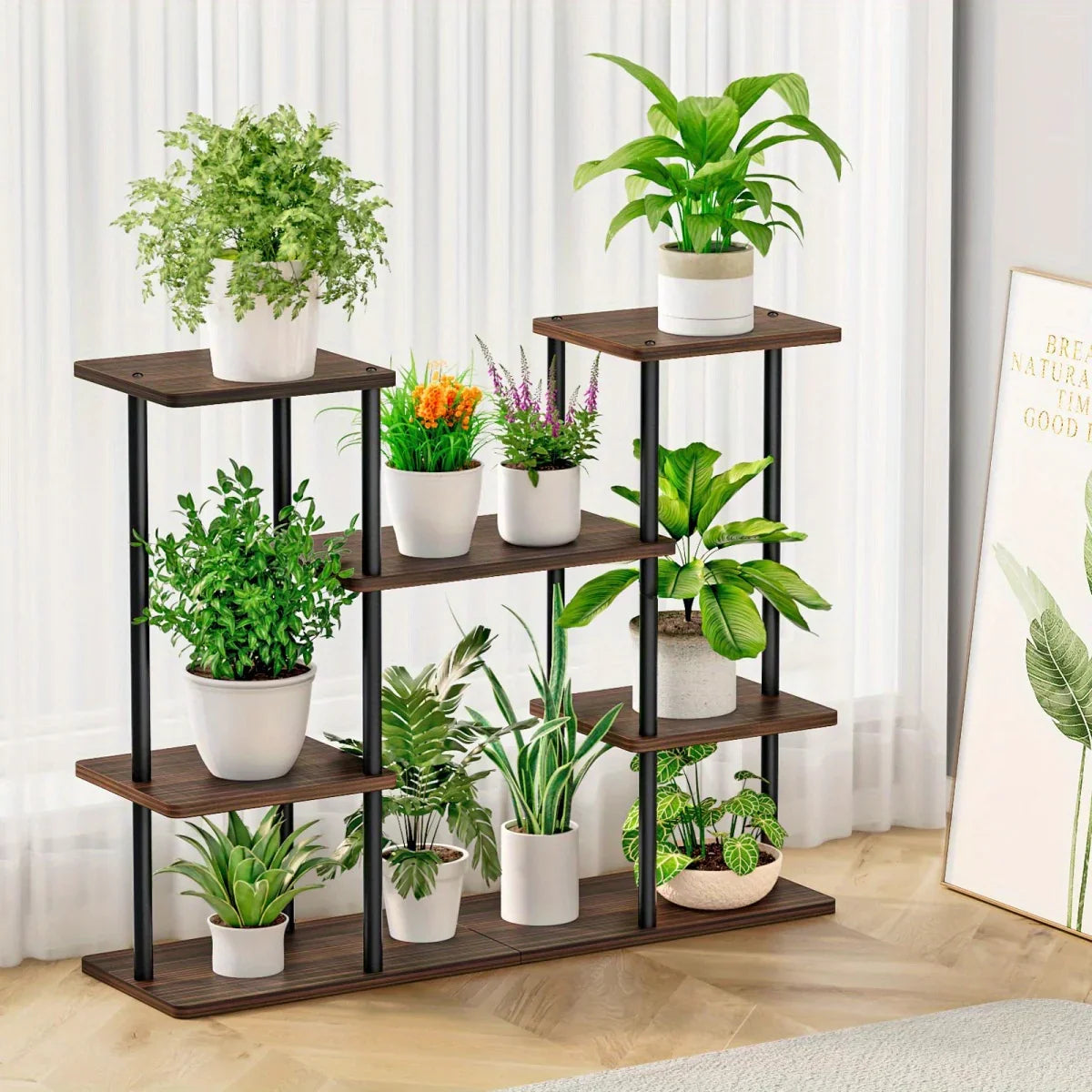 INGIORDAR 4-Tier Metal Plant Stand Indoor 10 Pot Tiered Flower Holder