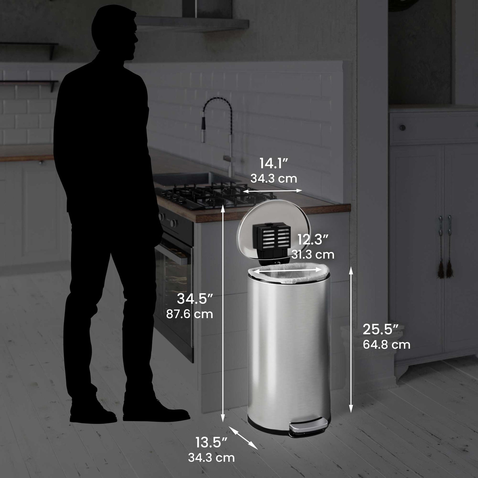 8 Gallon / 30 Liter SoftStep Semi-Round Step Pedal Trash Can