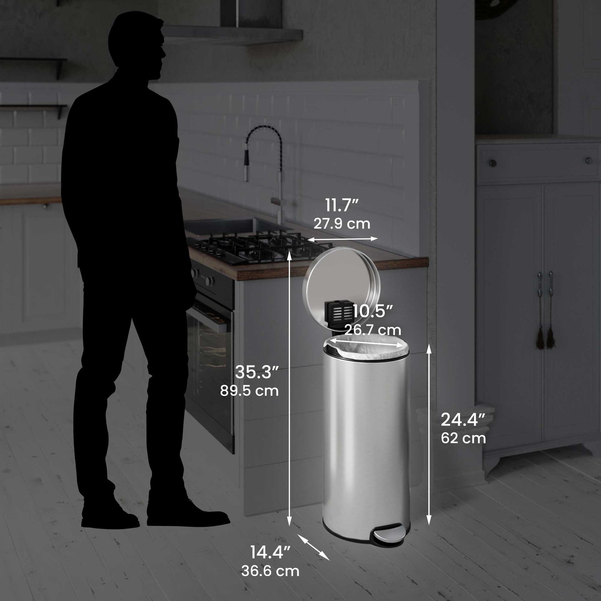 8 Gallon / 30 Liter SoftStep Round Step Pedal Trash Can