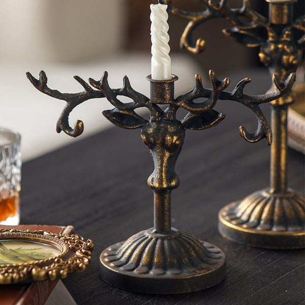 Antique-Style Deer Antler Candle Holder VagabondVintage
