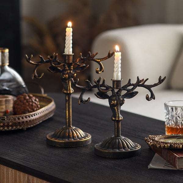 Antique-Style Deer Antler Candle Holder VagabondVintage