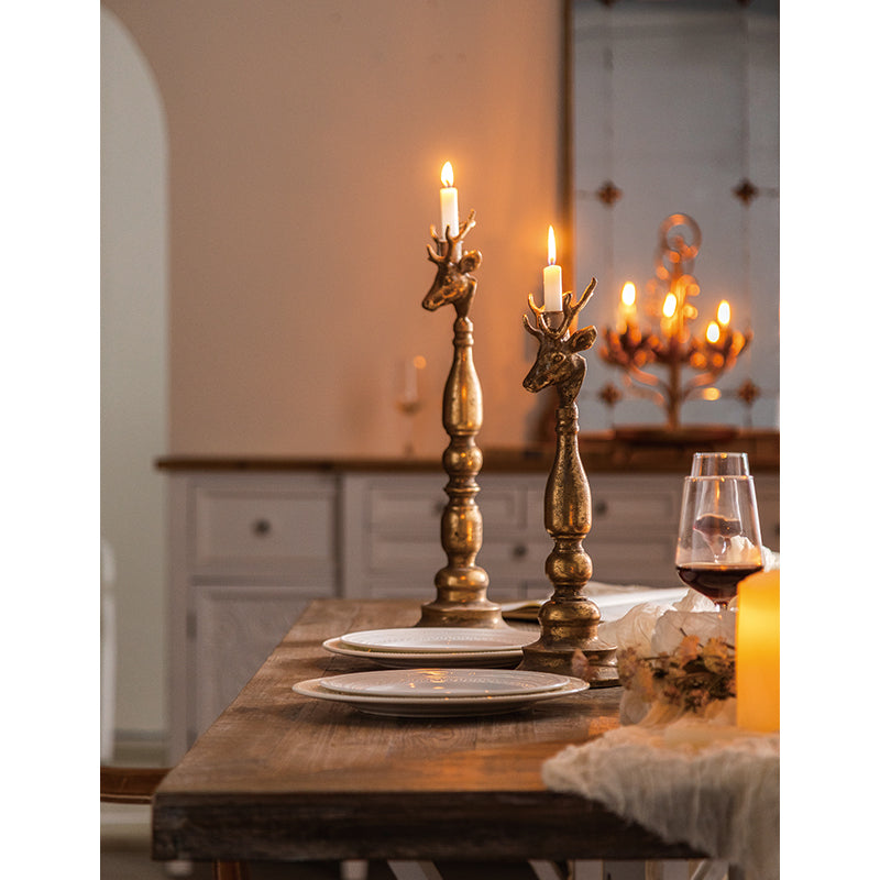 Antique Brass Deer Head Candle Holder VagabondVintage