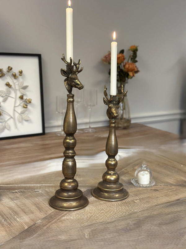 Antique Brass Deer Head Candle Holder VagabondVintage