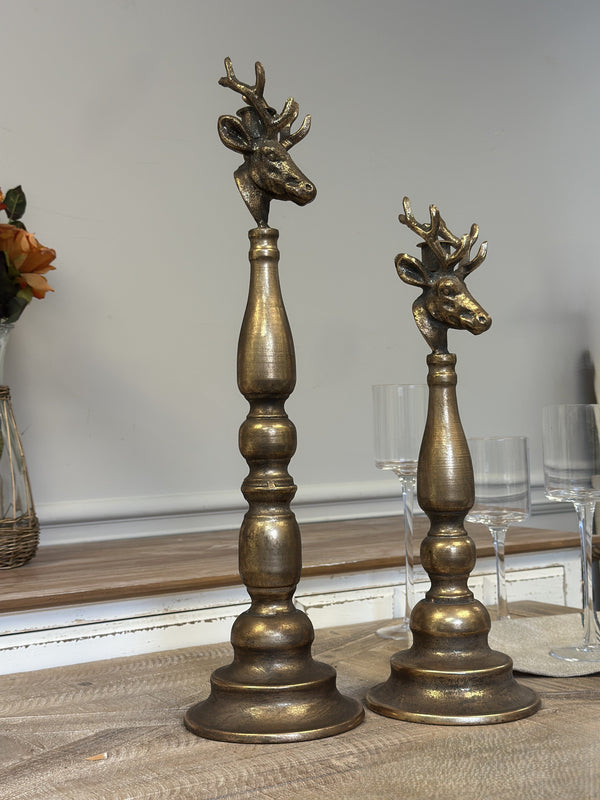 Antique Brass Deer Head Candle Holder VagabondVintage