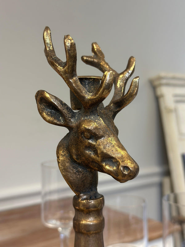 Antique Brass Deer Head Candle Holder VagabondVintage