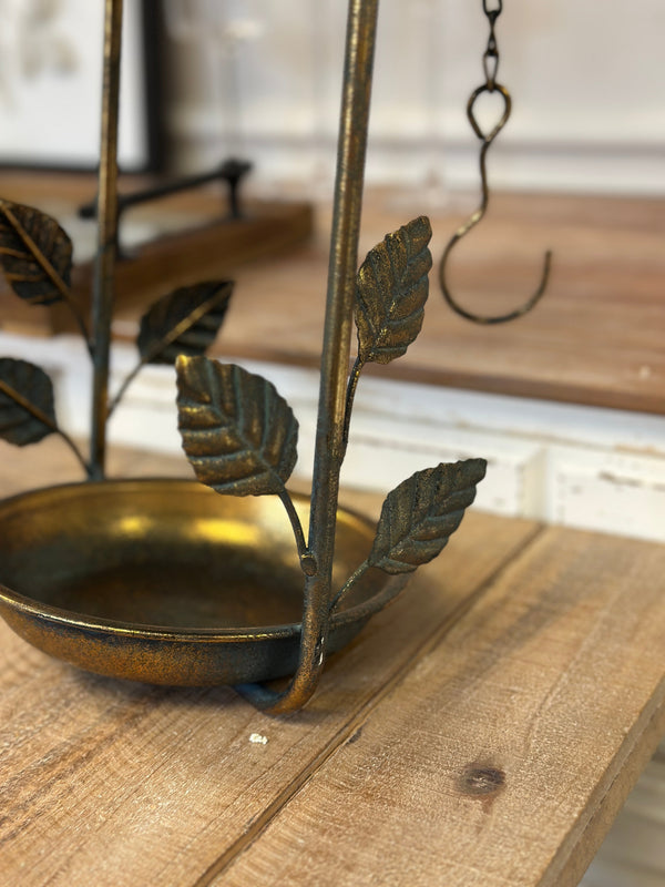 Hanging Bird Feeder with Leaf Detail