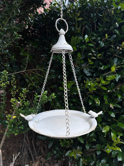 Distressed White Hanging Bird Feeder