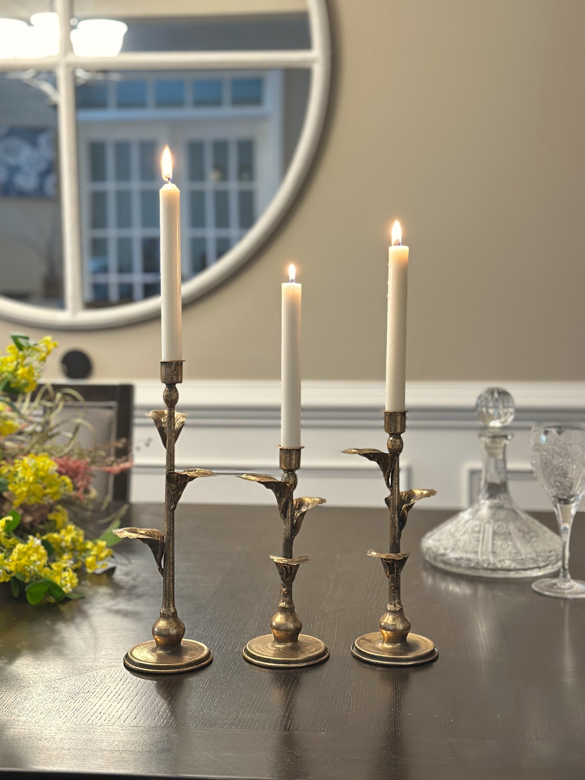 Metal Leaf Candle Holders – Set of 3