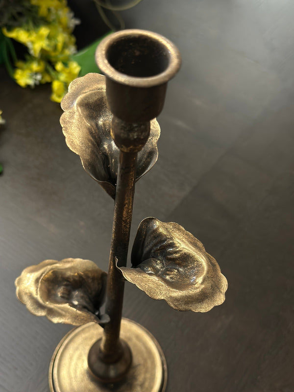 Metal Leaf Candle Holders – Set of 3