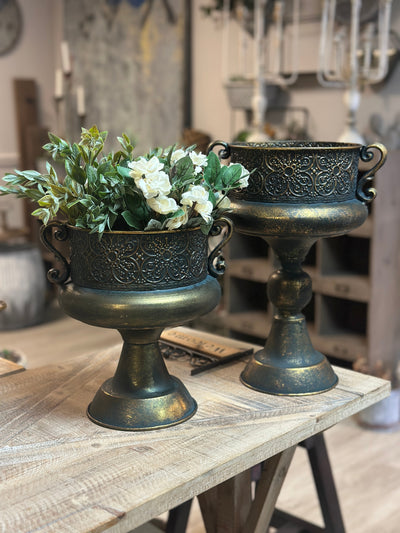 Vintage Ornate Metal Urns