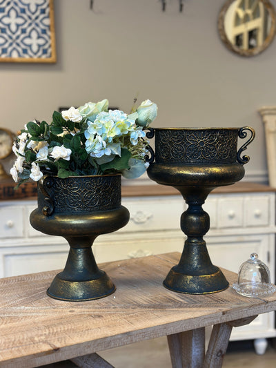Vintage Ornate Metal Urns