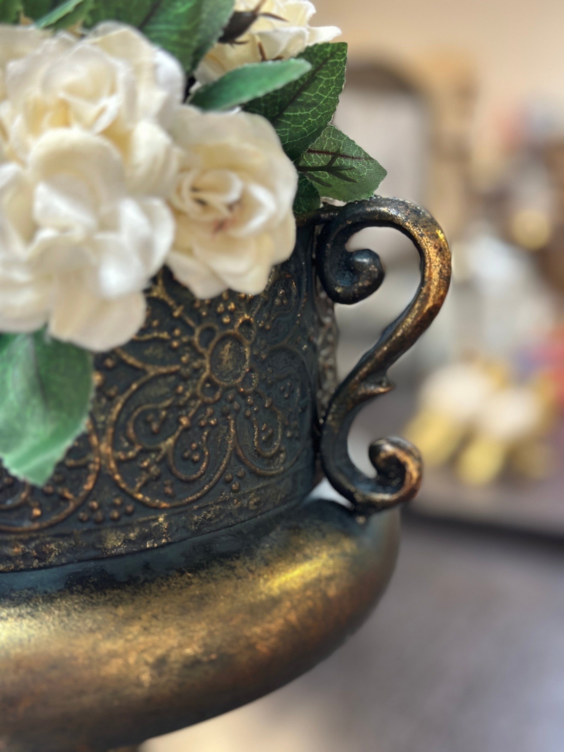 Vintage Ornate Metal Urns VagabondVintage