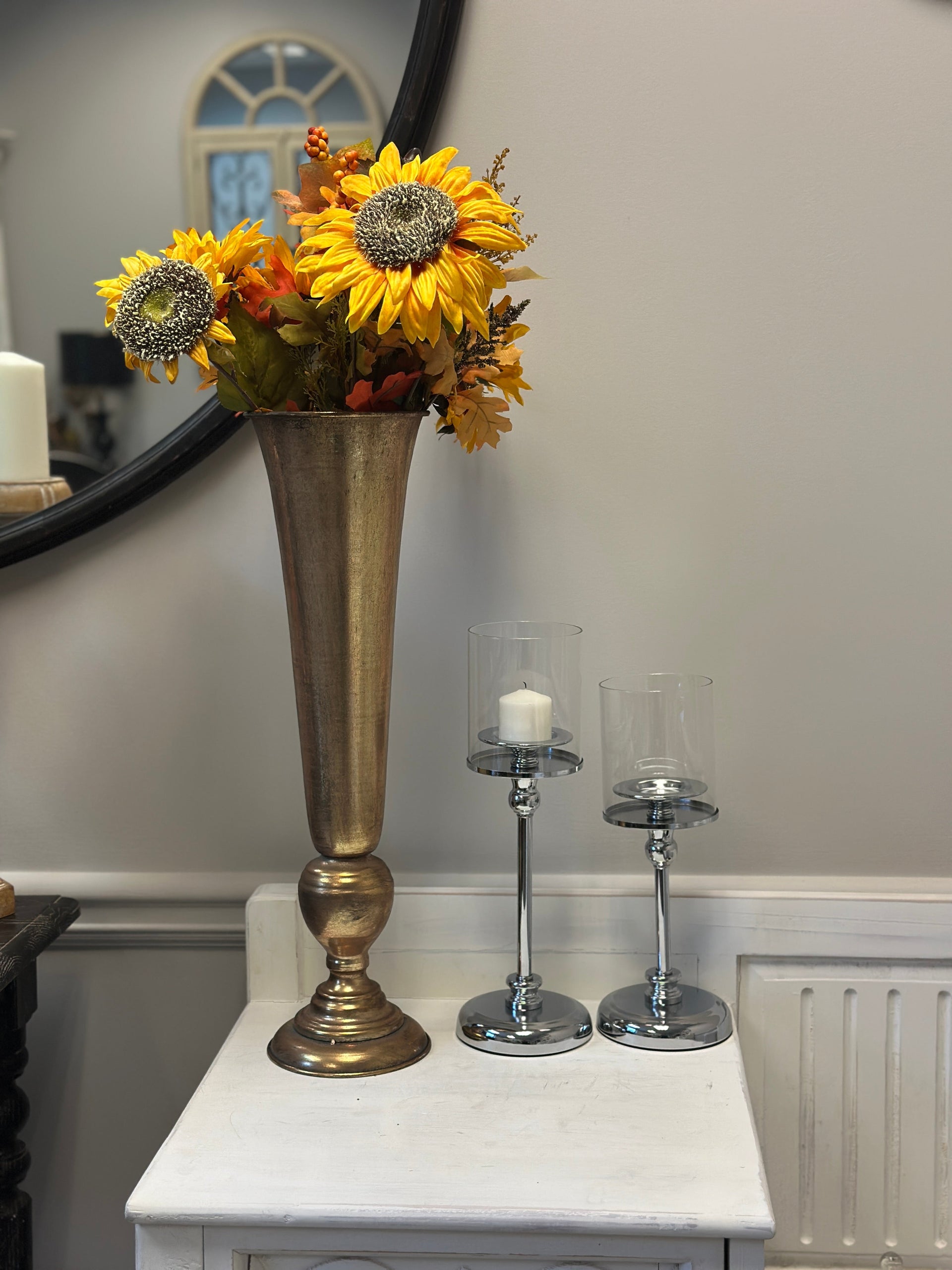 Tall Gold Trumpet Vase VagabondVintage