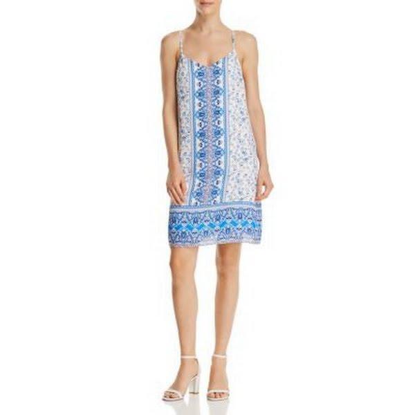 Aqua Fashion Floral Boarder Shift Dress