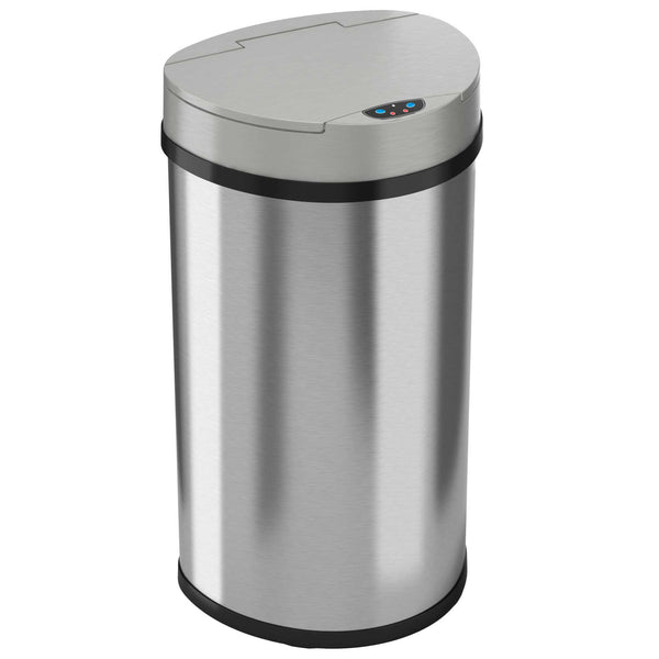 13 Gallon Semi-Round Stainless Steel Sensor Trash Can