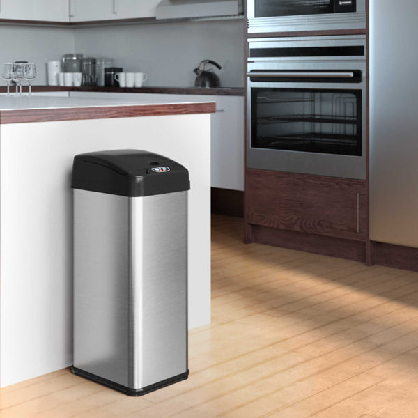 13 Gallon / 49 Liter Extra-Wide Self-Contained Electric-Motor Sensor Kitchen Trash Can with AbsorbX
