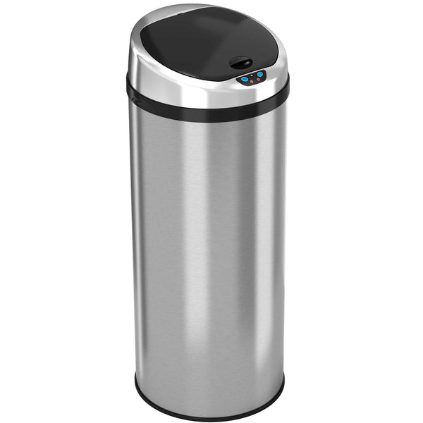13 Gallon / 49 Liter Round Self-Contained Electric-Motor Sensor Kitchen Trash Can with AbsorbX