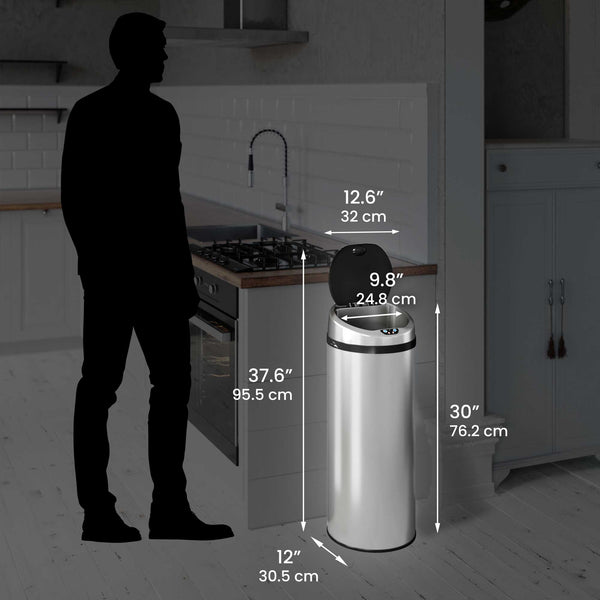 13 Gallon / 49 Liter Round Self-Contained Electric-Motor Sensor Kitchen Trash Can with AbsorbX