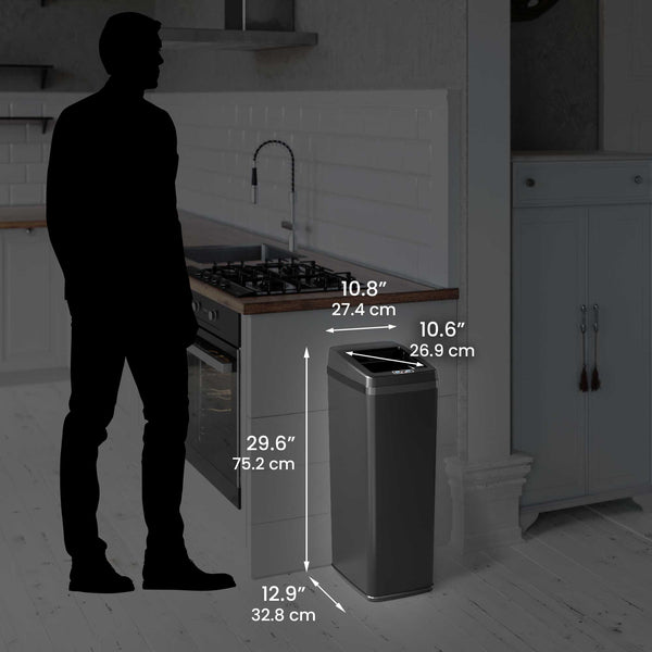 14 Gallon Black Self-Contained Electric-Motor Sensor Kitchen Trash Can with AbsorbX