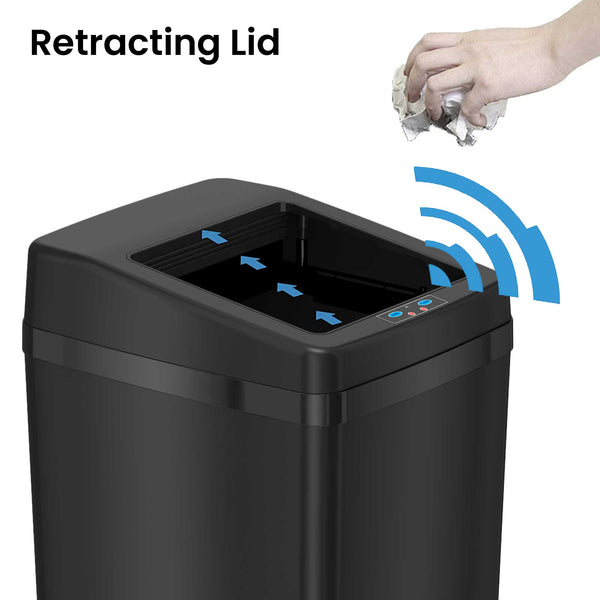 14 Gallon Black Self-Contained Electric-Motor Sensor Kitchen Trash Can with AbsorbX
