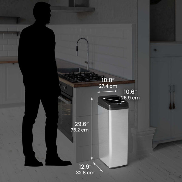 14 Gallon Self-Contained Electric-Motor Sensor Kitchen Trash Can with AbsorbX