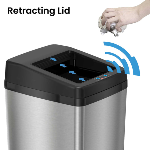 14 Gallon Self-Contained Electric-Motor Sensor Kitchen Trash Can with AbsorbX
