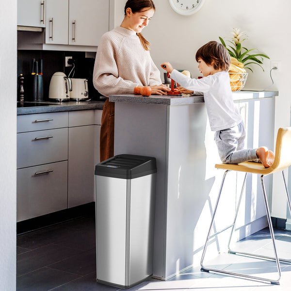14 Gallon Self-Contained Electric-Motor Sensor Kitchen Trash Can with AbsorbX