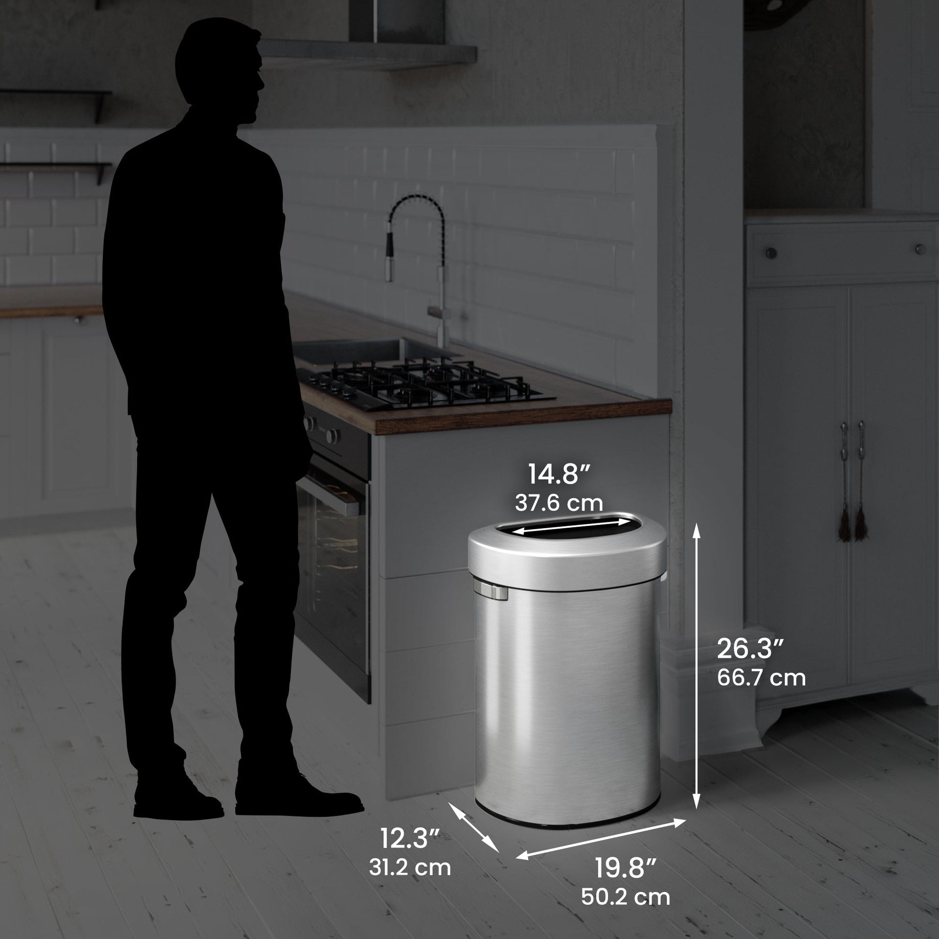 18 Gallon / 68 Liter Semi-Round Open Top Trash Can