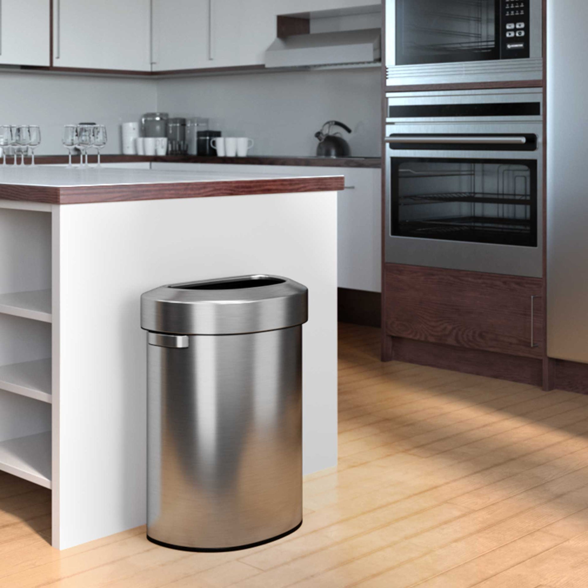 18 Gallon / 68 Liter Semi-Round Open Top Trash Can