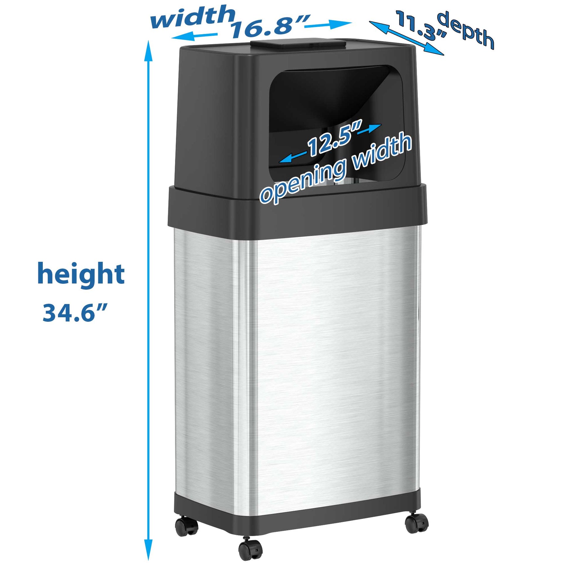 18 Gallon / 68 Liter Dual Push Door Trash Can with Wheels