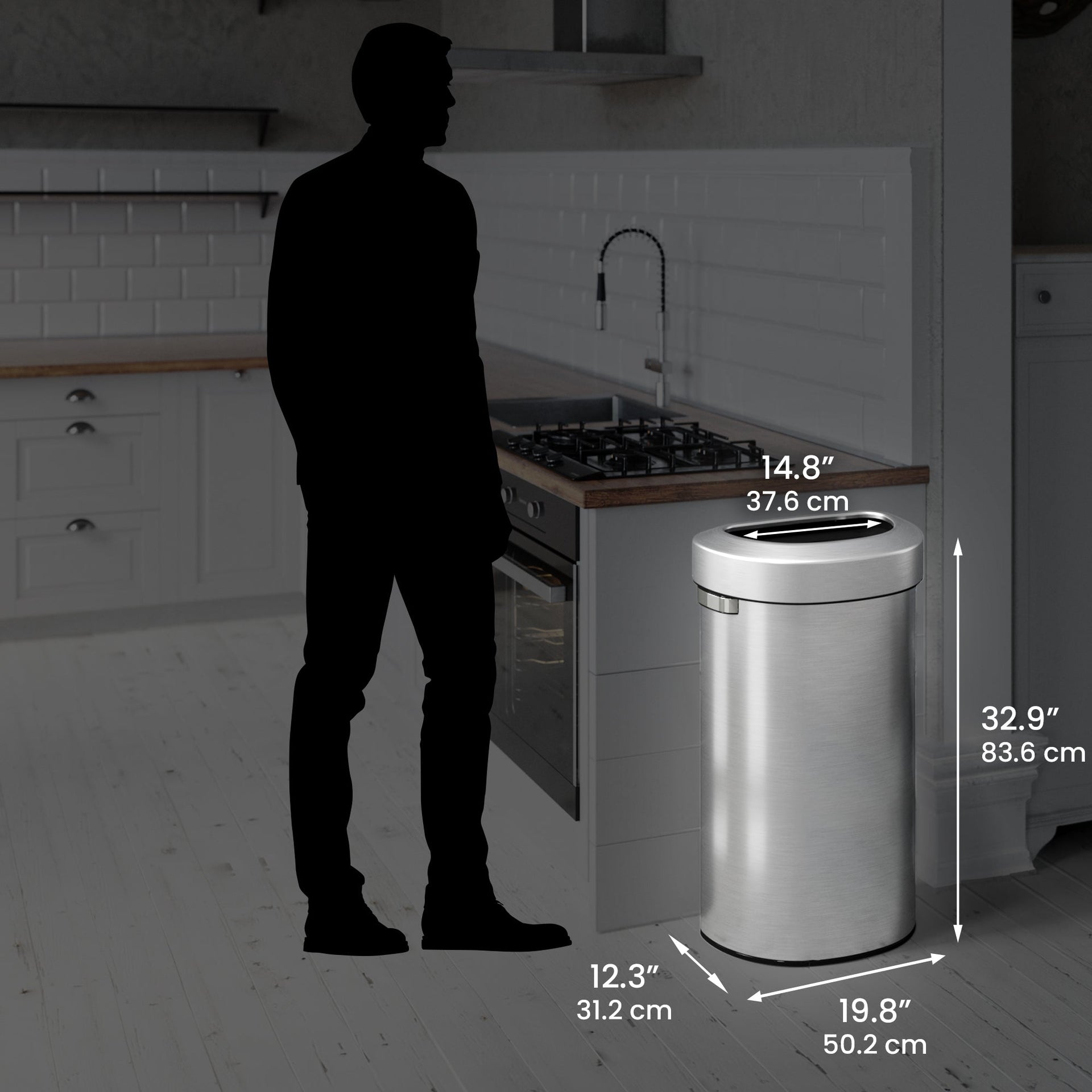 23 Gallon / 87 Liter Semi-Round Open Top Trash Can