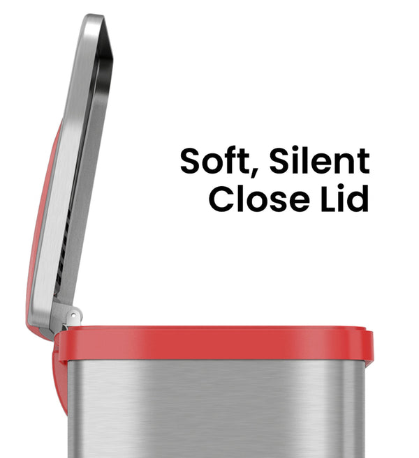 13 Gallon AutoStep Self-Contained Electric-Motor Sensor Kitchen Trash Can with AbsorbX (Red Trim)