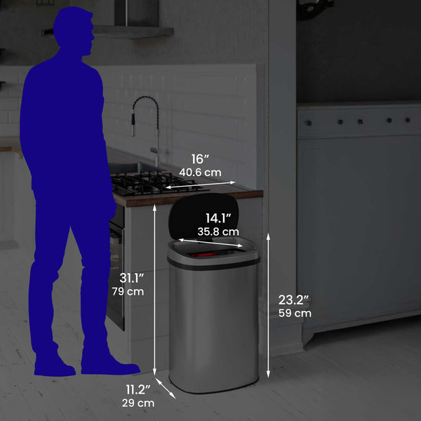 13 Gallon Composite Press Lid Kitchen Trash Can with AbsorbX