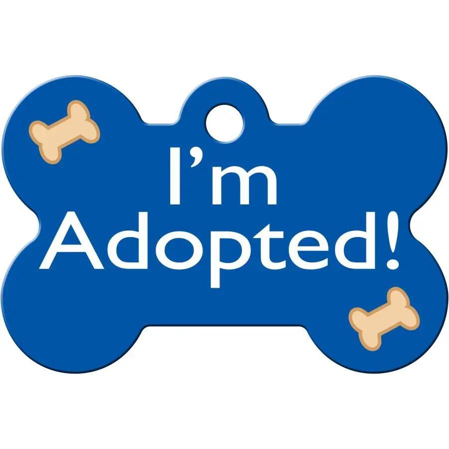 I'm Adopted Blue Pet ID Tag - Large Bone - Gifts for You 'n Me