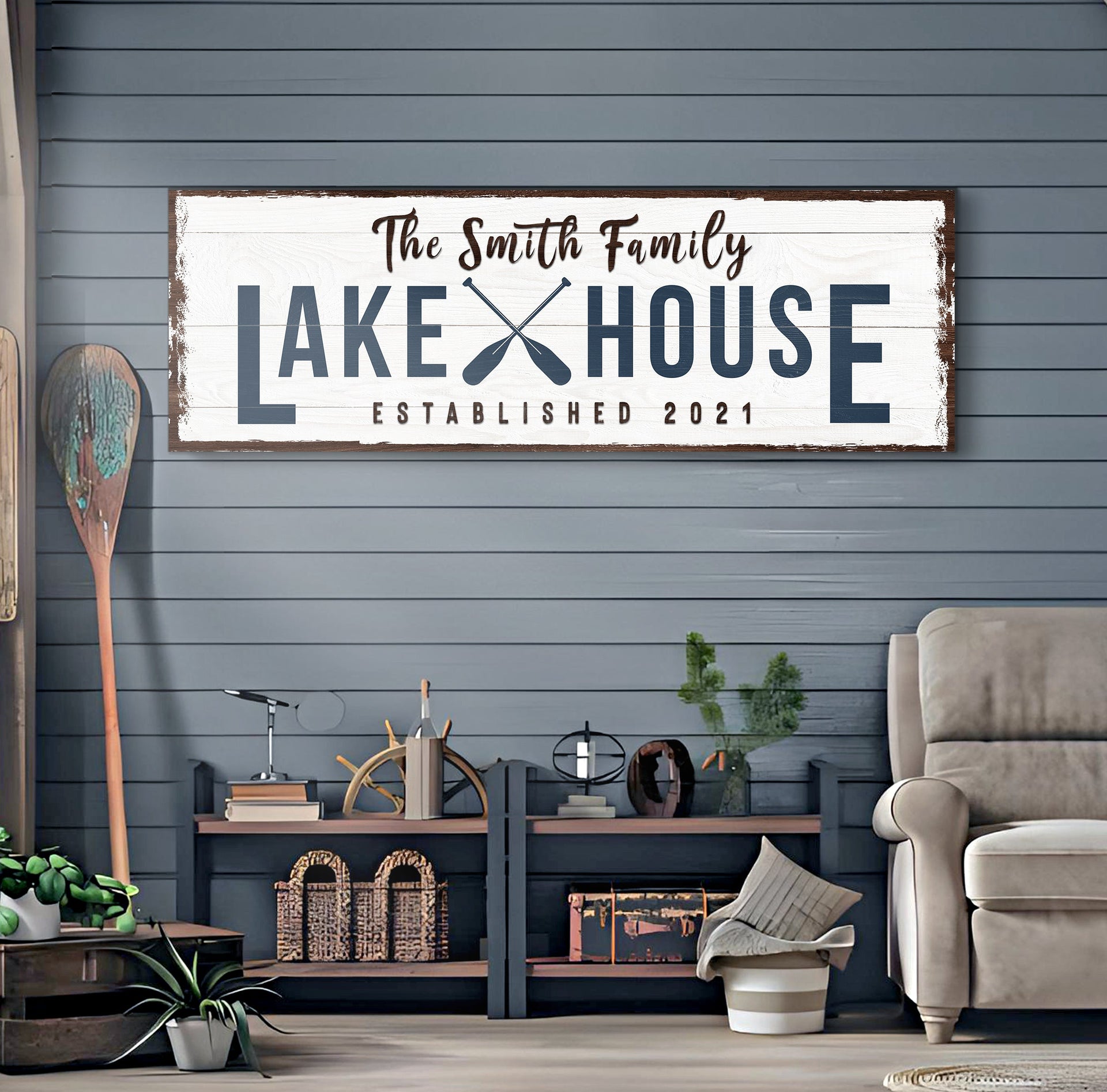 Family Lake House Arrow Sign II