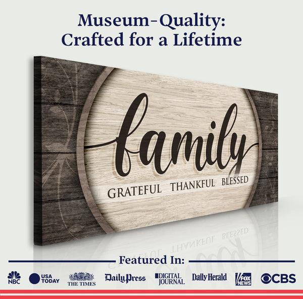 Grateful Thankful Blessed Family Sign